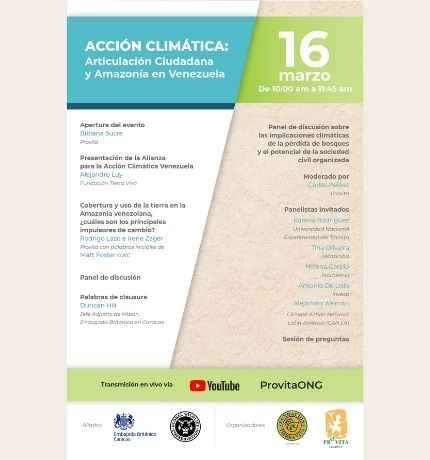 Provita y Fundación Tierra Viva realizarán el foro “Acción climática: articulación ciudadana y Amazonía en Venezuela”